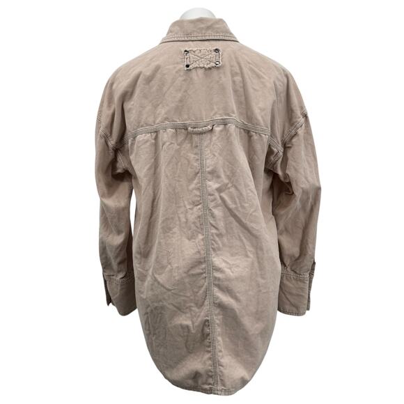Free People Revolve Baby Cord Buttondown Jacket Shacket Women's SZ S Beige Boho - Picture 4 of 16